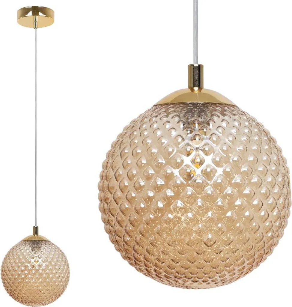 Lampada Sospensione Cannes Vetro Ambrato 15cm G9 - Design retrò chic