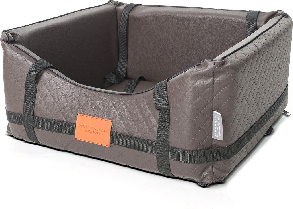 Hundeautositz Kunstleder Pako Pik Braun M (50 x 45 cm) Hundesitz Hundebett Autokörbchen Gesteppt Mayaadi Home
