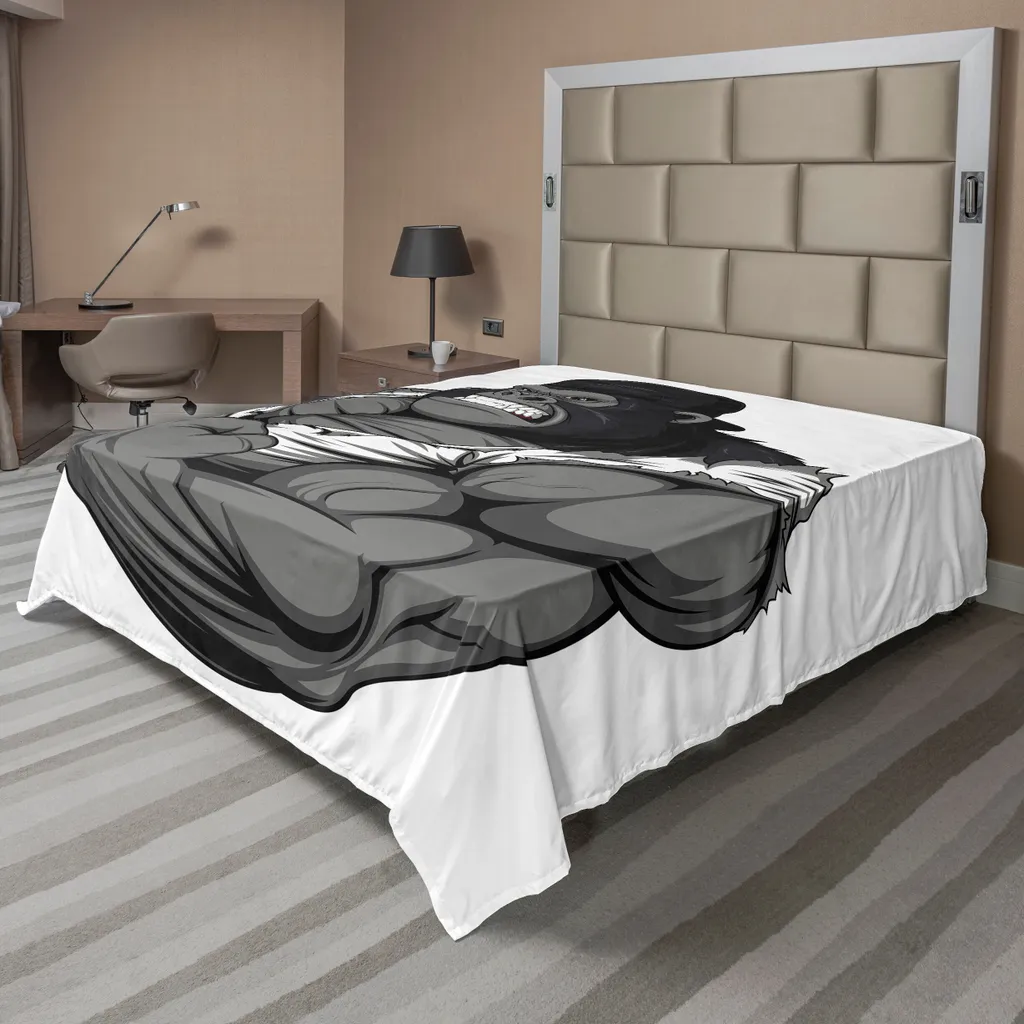 Drap de lit décoratif pour fan de musculation, motif gorille géant