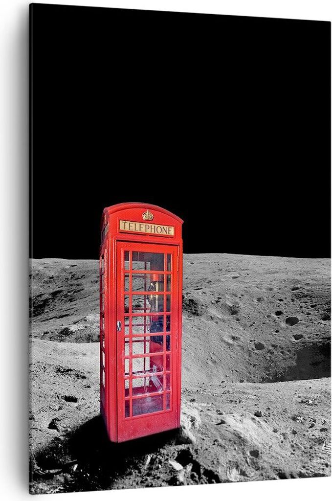 Bild auf Leinwand - Leinwandbild - Einteilig - Telefon london Mond Astronaut - 70x100cm - Wand Bild - Wandbilder - Leinwanddruck - Wanddekoration -...