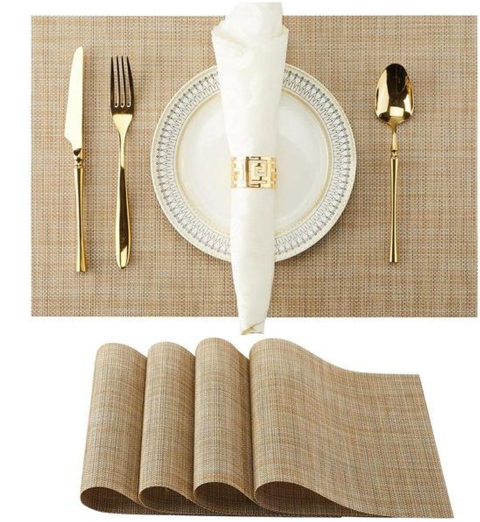 Ibenzoa 4er-Set PVC-Platzsets 45 x 30 cm – rutschfest, hitzebeständig & abwaschbar, rechteckige Tischsets schützen vor Hitze und Kratzern