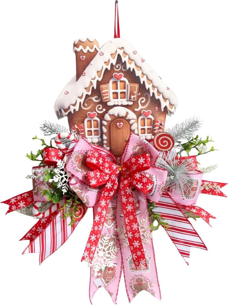 Lebkuchen-Weihnachtskranz, festliche Feiertags-Türdekoration, Bauernhaus-Wandbehang, wetterfeste saisonale Girlande für Veranda-Dekoration, Klass...