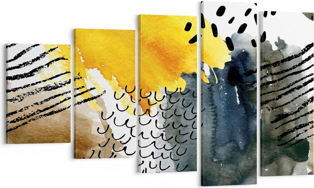 Bild auf Leinwand - Leinwandbild - 5 Teile - Abstraktion Muster Flecken - 100x60cm - Wand Bild - Wanddeko - Wandbilder - Leinwanddruck - Bilder - W...