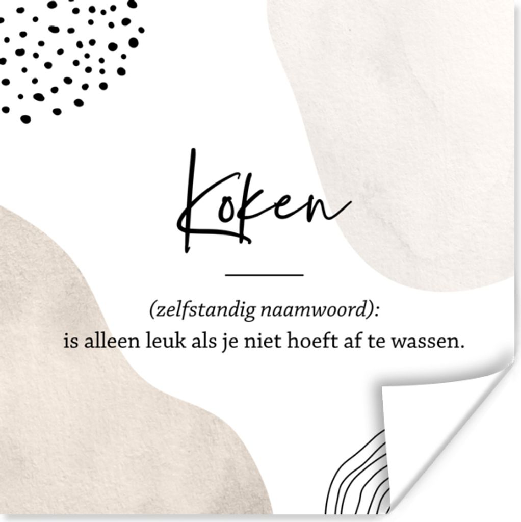 MuchoWow Poster kochen - kochen definition - Sprichwörter - Wörterbuch - Zitate 100x100 cm - Babyzimmer