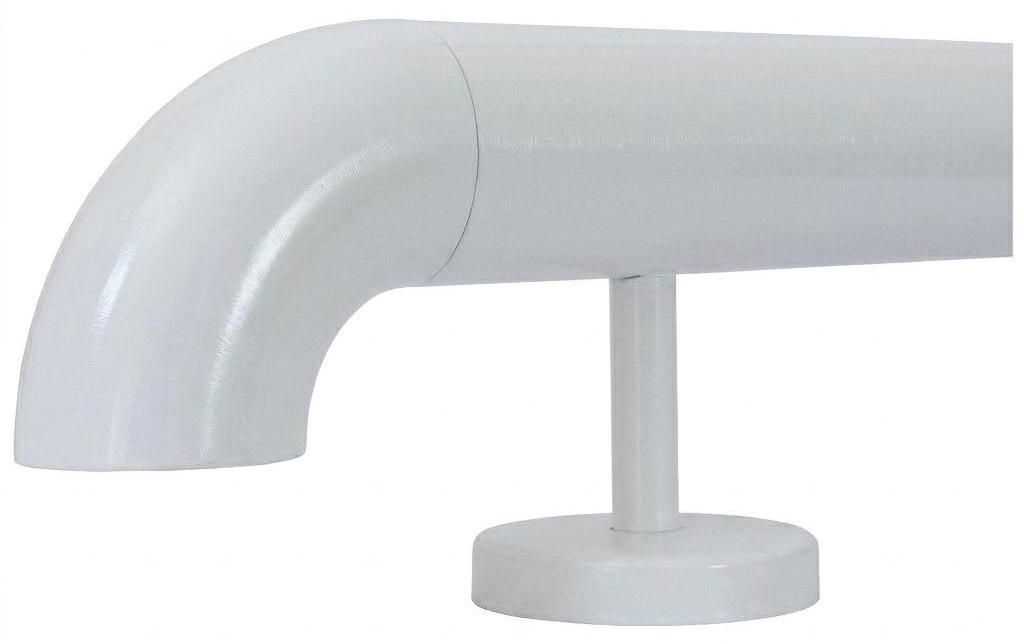 TIBU Handlauf Edelstahl Geländer Ø42,4 Weiß 30-600 cm Wandhandlauf Treppe gerade Edelstahlhalter, Variante Länge 280 cm mit 3 Halter und Bogen ...
