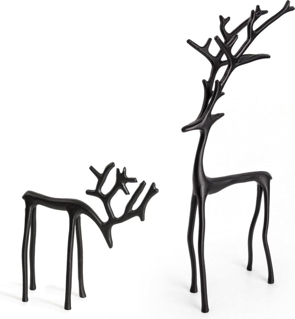 Schwarze Rentier Metall Weihnachtsdeko Modern Weihnachten Deko Innen Fensterbank Elch Hirsch Deko Figuren (A&B)