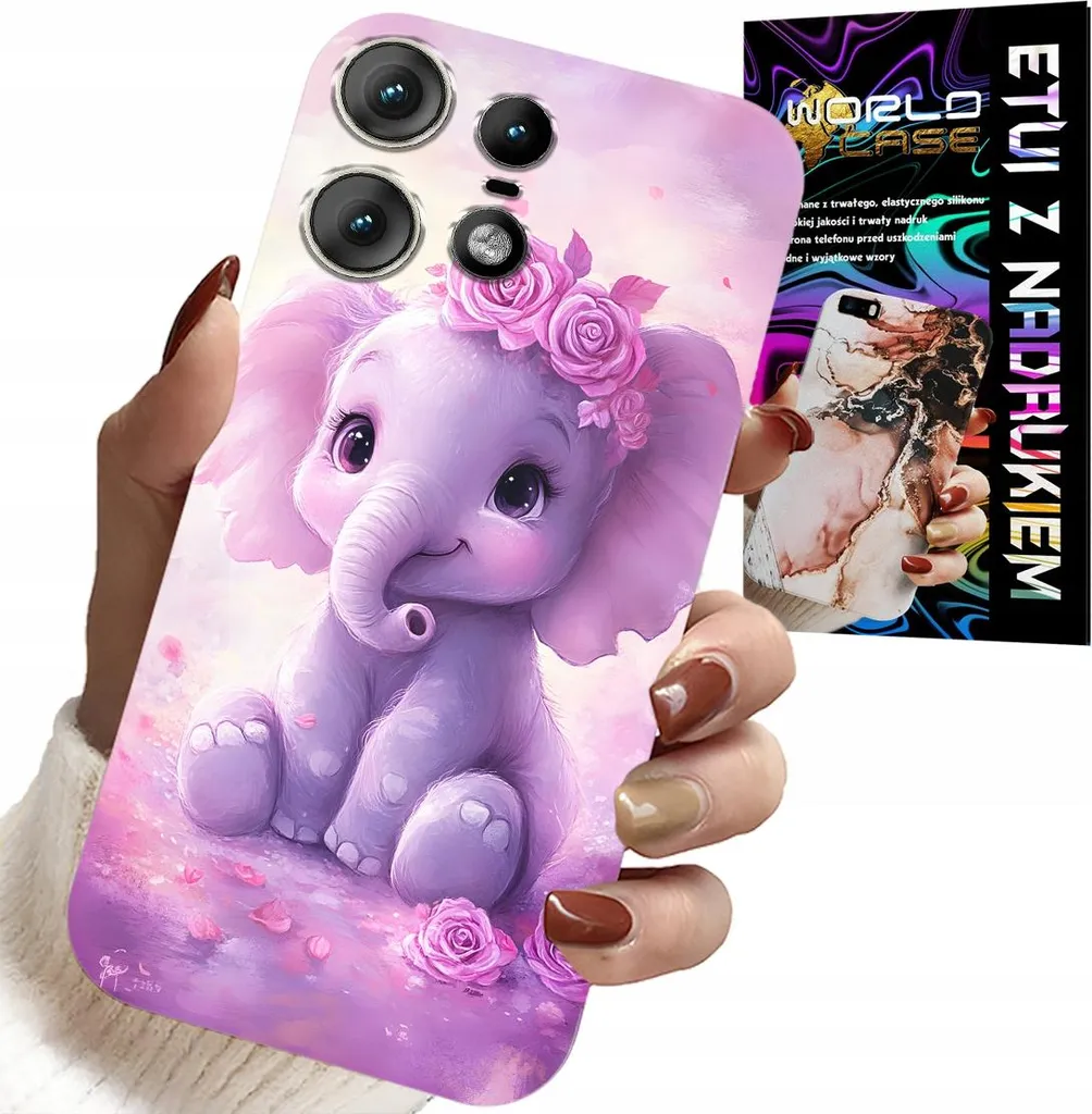 Custodia Silicone Motorola Edge 50 Pro Elefante Rosa + Film HD