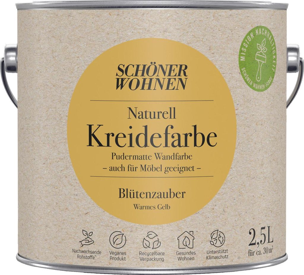 Schöner Wohnen Naturell Kreidefarbe 2,5 Ltr. Blütenzauber warmes Gelb