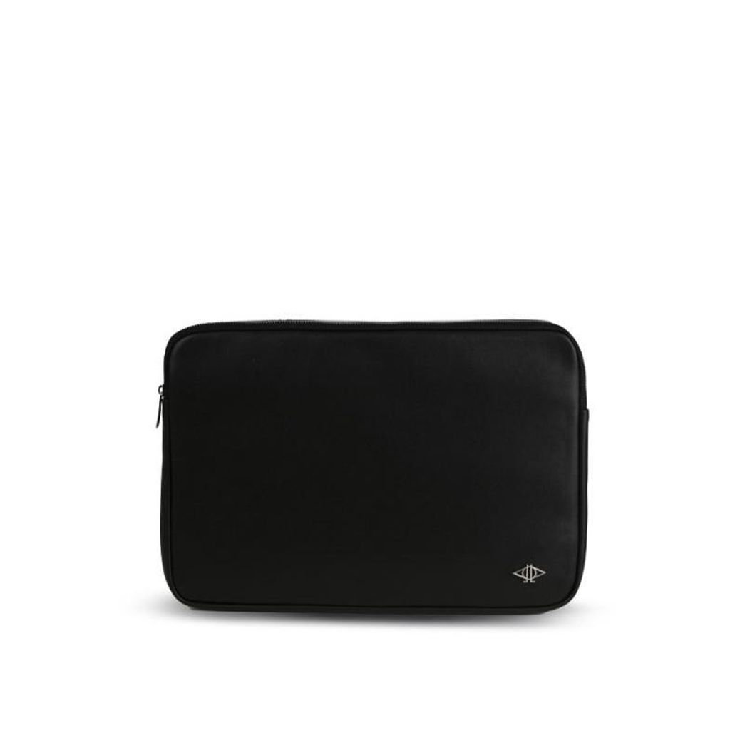 Dellel Laptop Sleeve Schwarz aus veganem Kunstleder 40x27,5 cm