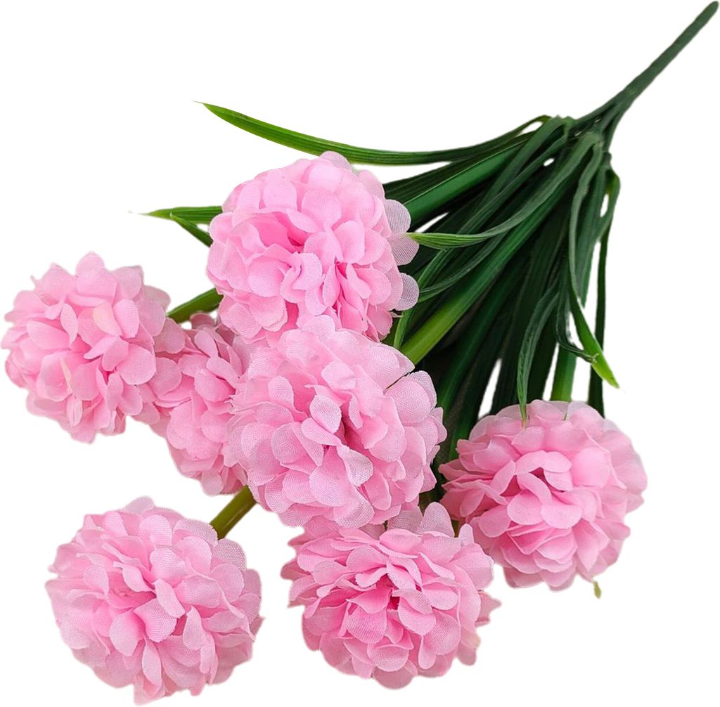 1 Branch Faux Blumblumen No-watering frisch wecker 7 Köpfe Indoor Outdoor Elegante gefälschte Hortensie Blumenpartydekoration-Rosa