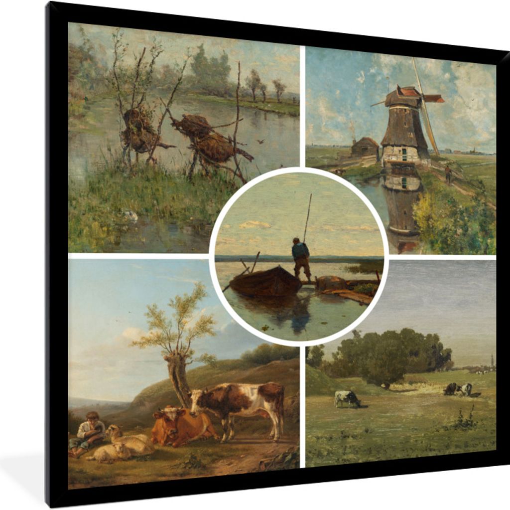 MuchoWow Gerahmtes Poster Kunst - Niederlande - Collage 40x40 cm - Poster mit Schwarzem Bilderrahmen Wandposter Rahmen Foto Bilder - Mit Rahmen -...