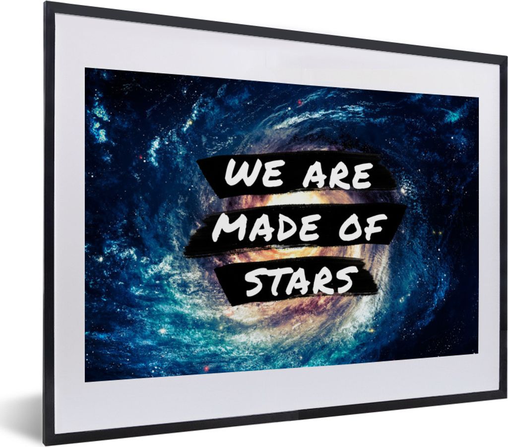 MuchoWow Gerahmtes Poster Sprichwörter - 'Wir sind aus Sternen gemacht' - Sterne - Zitate - Jungen - Kinder - Kinder - Mädchen 40x30 cm - Poste...