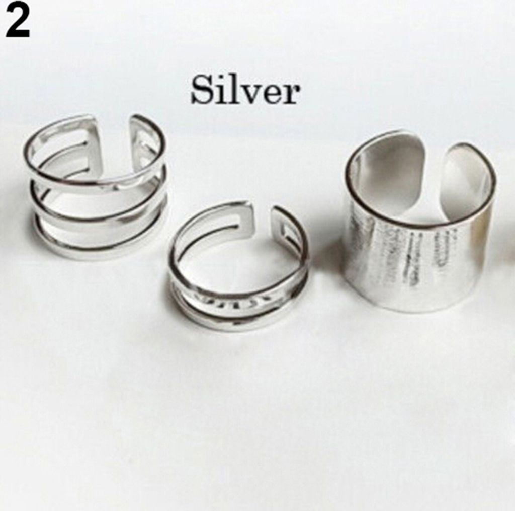 3 Teile/satz Finger Midi Spitze Finger Knuckle Offene Ringe Schmuck Charms Weihnachten Geschenk-Silber
