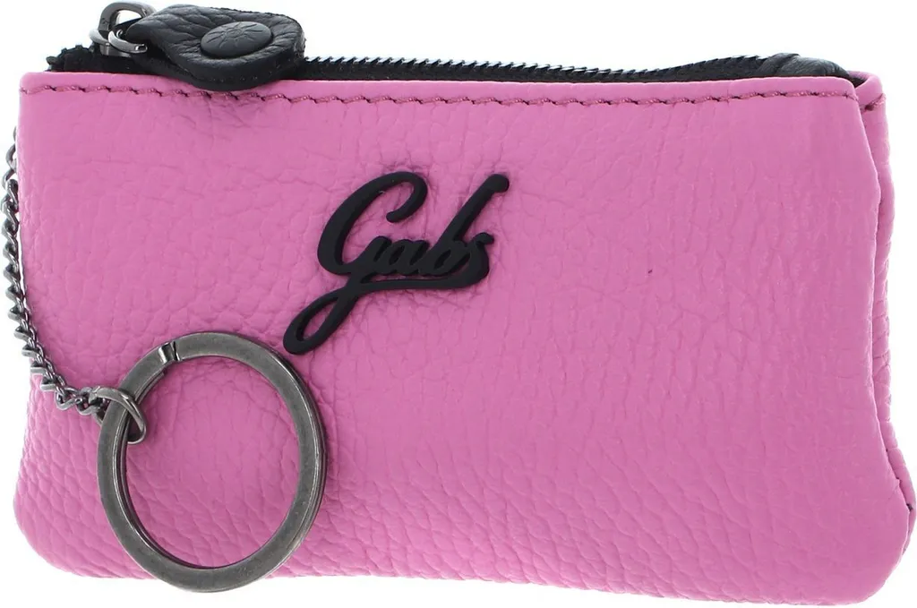 Petit porte-clés zippé Gabs en cuir rose pour femme collection Flamingo