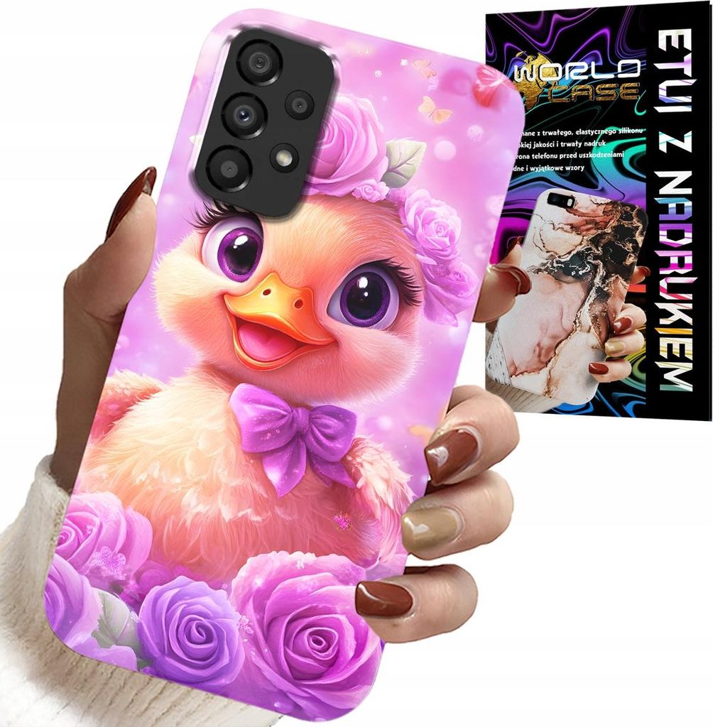 Hülle Für Samsung Galaxy A53 5G - Süsse Ente, Ente Auf Rosa Hintergrund