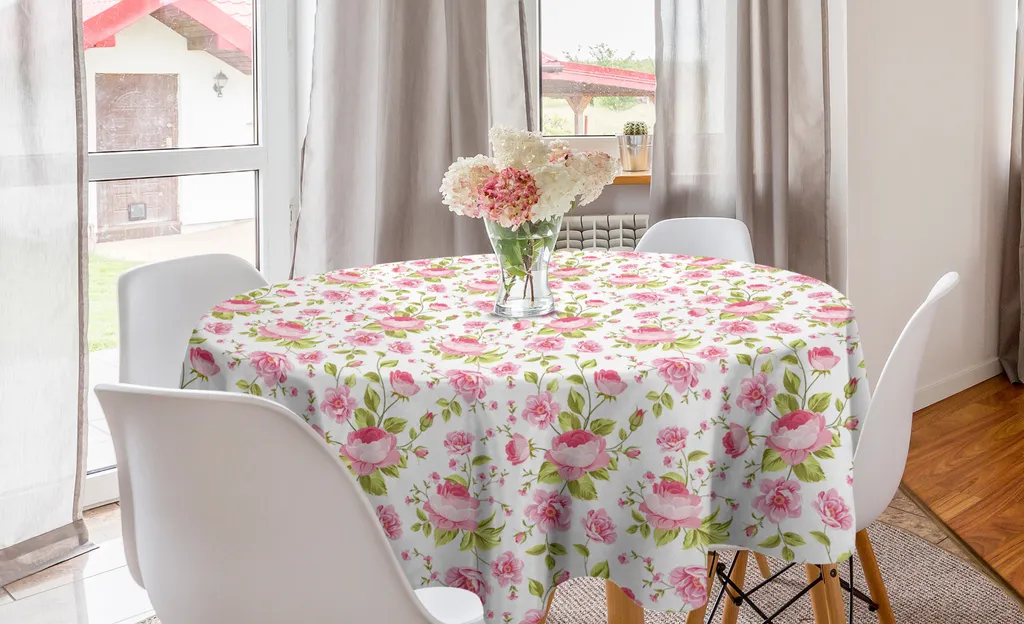 Tovaglia Rotonda Antimacchia 150 cm Shabby Chic Rose Abakuhaus