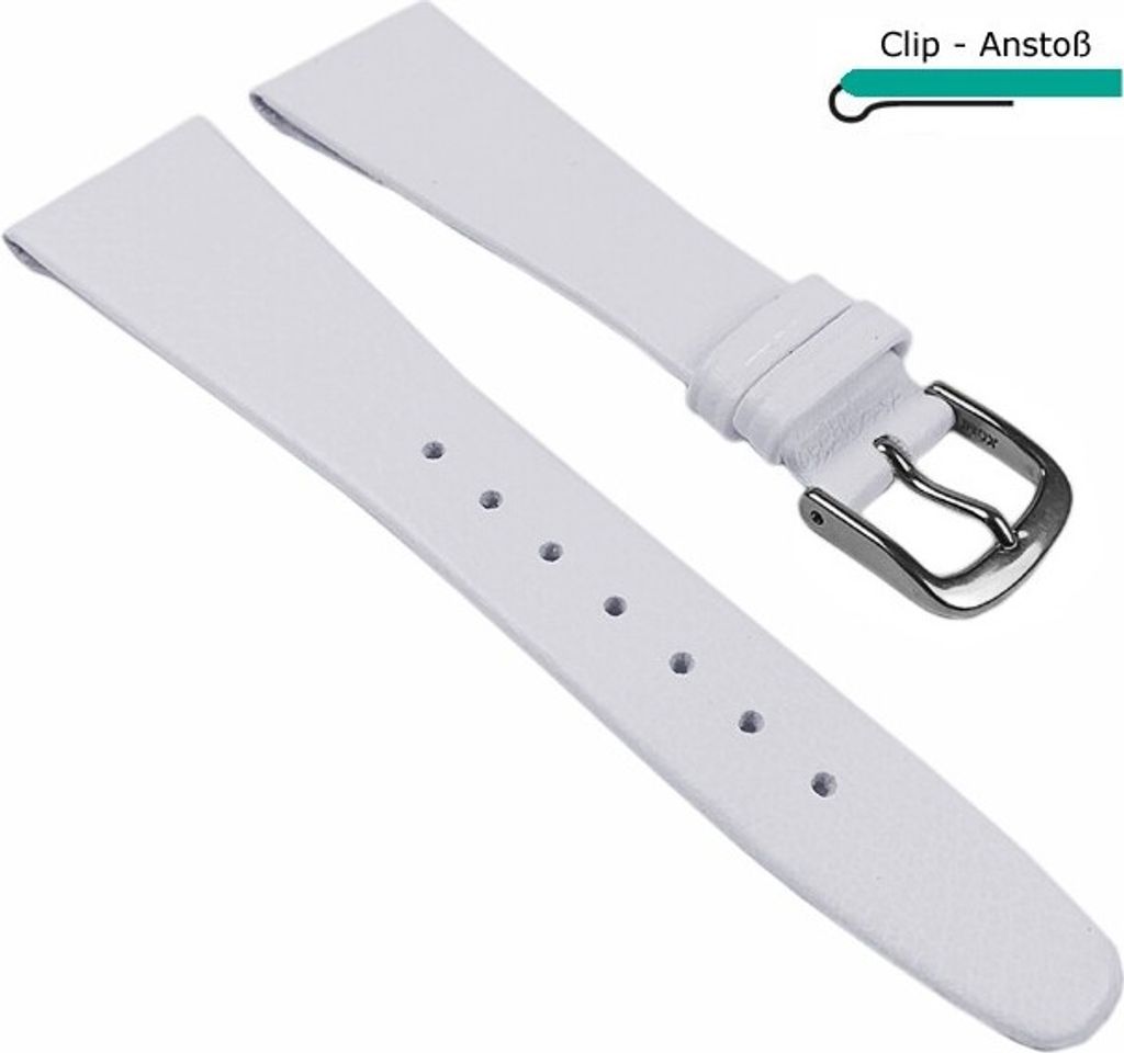 Uhrenarmband weiß | Clip-Anstoß für feste Uhren-Stege Kurze Länge, Stegbreite:10mm