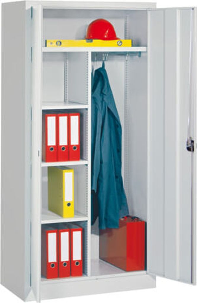 Universalschrank - Mitteltrennwand - 1.950x1.000x500 mm (HxBxT) - 3 Böden, pulverbeschichtet - feuerrot/lichtblau