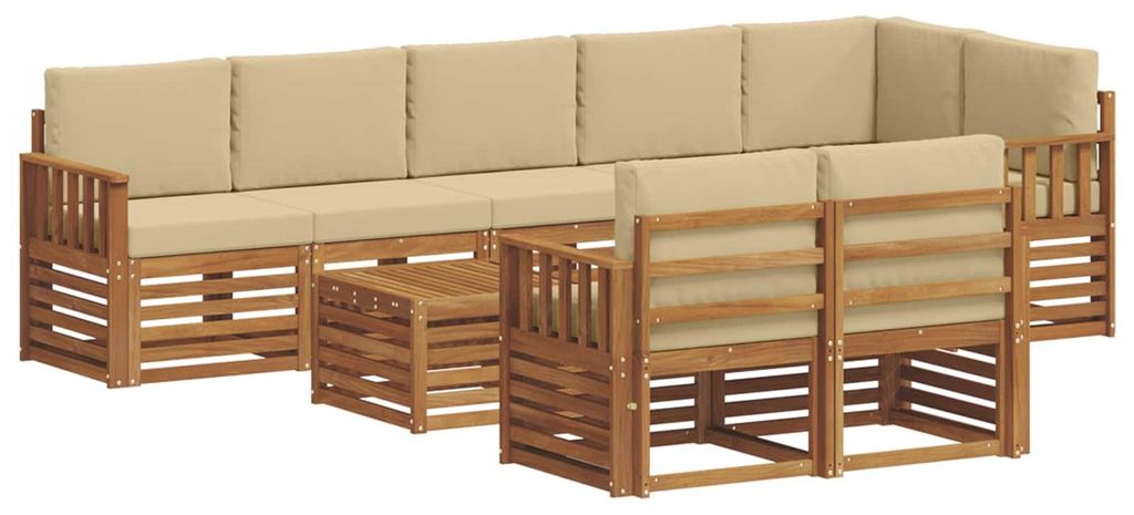 vidaXL Sofagarnituren 9 pcs Natur und Beige Massivholz Akazie