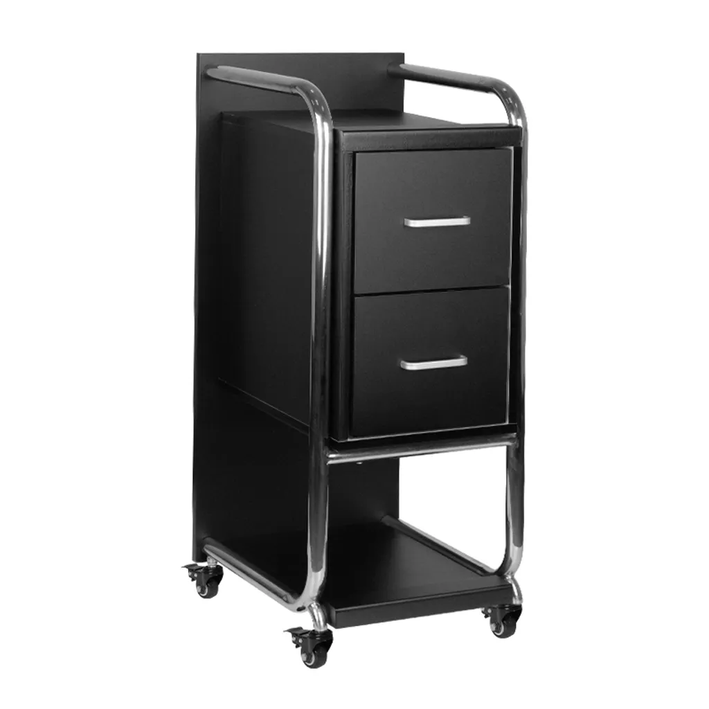 Assistant Coiffure Solo Silver Black : Chariot de Travail Mobile et Design