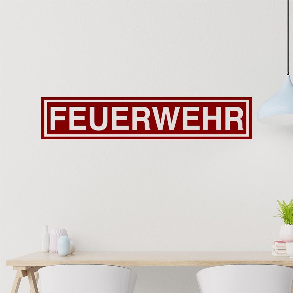 Feuerwehr Wandtattoo in 6 Größen - Wandaufkleber Wall Sticker - Dekoration, Küche, Wohnzimmer, Schlafzimmer, Badezimmer