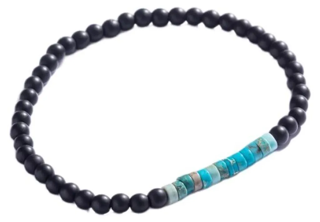 Bracelet perles turquoise pour homme en pierres véritables et robustes