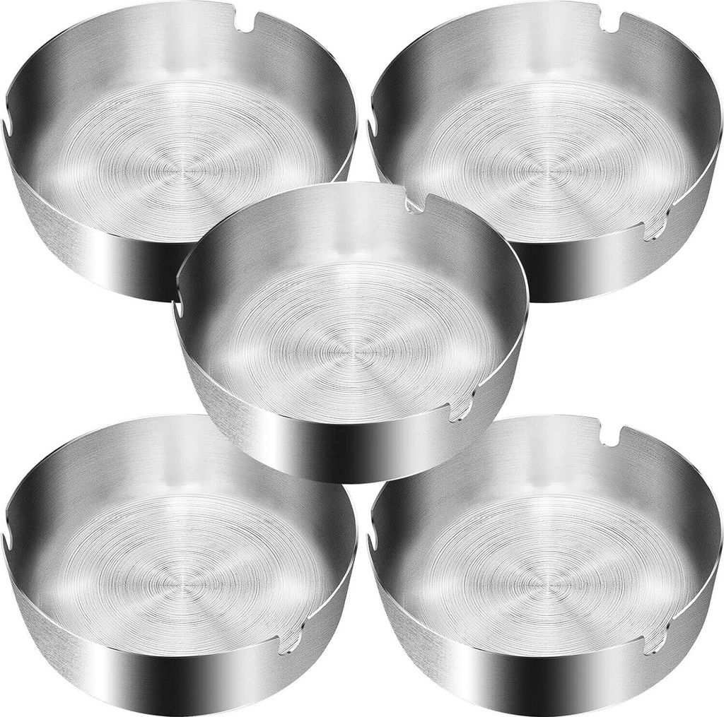 Edelstahl-Aschenbecher, 5er-Pack, 10 cm. Moderner, Produktbild 