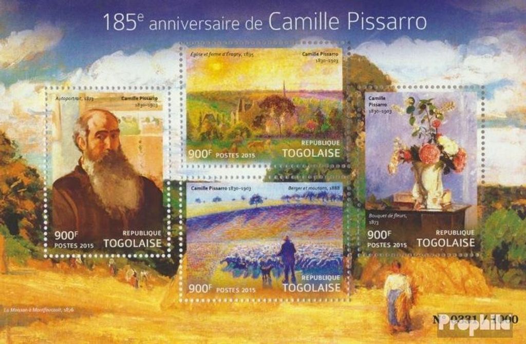Briefmarken Togo 2015 Mi 6917-6920 Kleinbogen (kompl. Ausgabe) postfrisch Camille Pissarro
