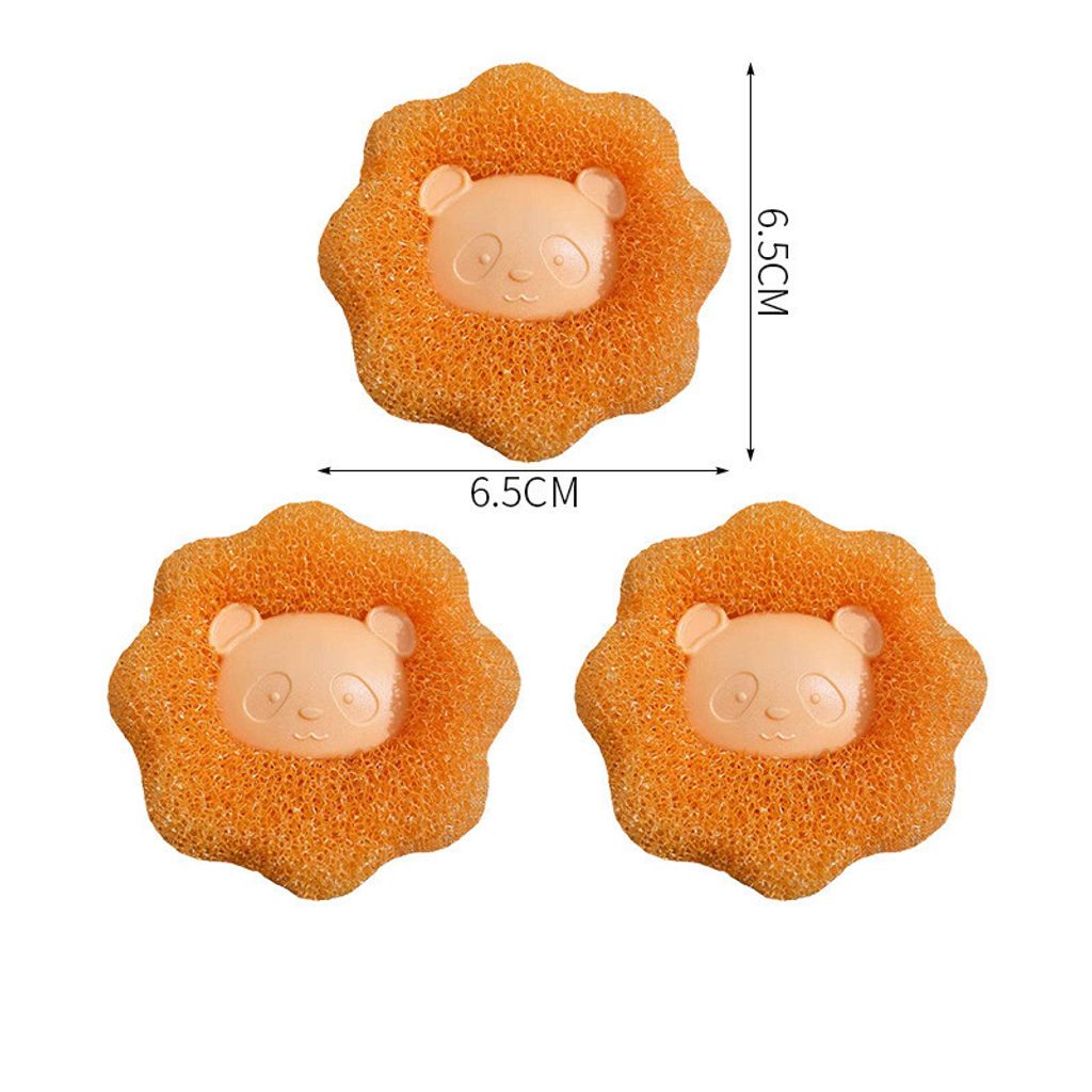 INF Waschball gegen Tierhaare 3er-Pack Orange