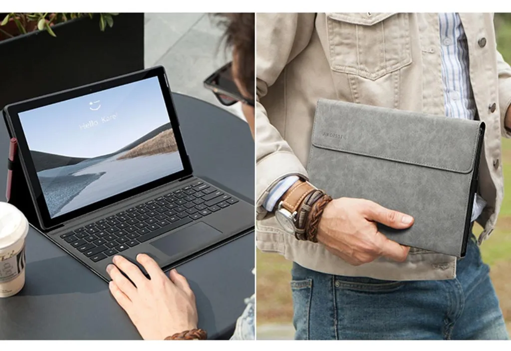 Coque Surface Pro 10 antichoc aspect peau de mouton grise - Pack de 2 - 7