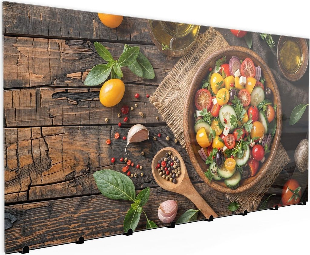 Wandgarderobe mit Magnetwand & Memoboard aus Glas Frischer Gemüsesalat