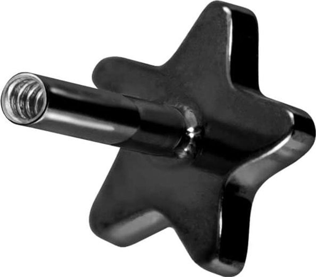 Ohrpiercing, Nasenpiercing Titan Labret mit Innengewinde ohne Kugel STERN Schwarz Stablänge: 5mm | Stabstärke: 1mm