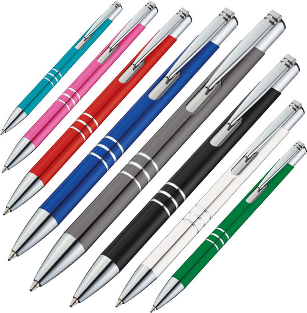 8 Kugelschreiber aus Metall / 8 verschiedene Farben Produktbild 