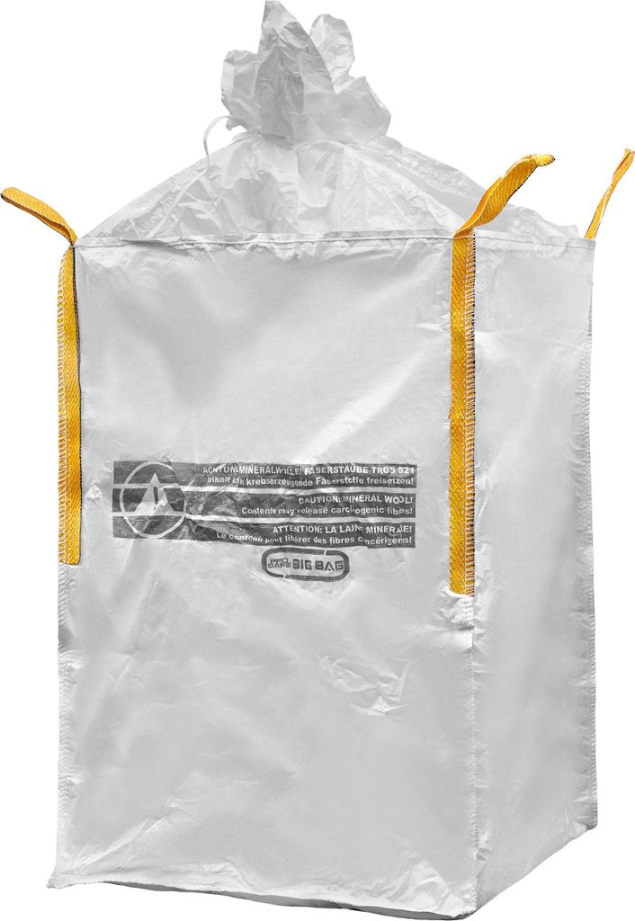 Big Bag Transportsack Gewebesack Entsorgung Dämmwolle Glaswolle Mineralwolle KMF 90x90x110cm 150kg mit Schürze verschließbar