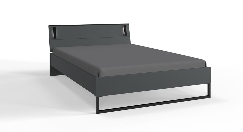 Bett >TILBURG< in GRAPHIT - 148x93x210cm (BxHxT)
