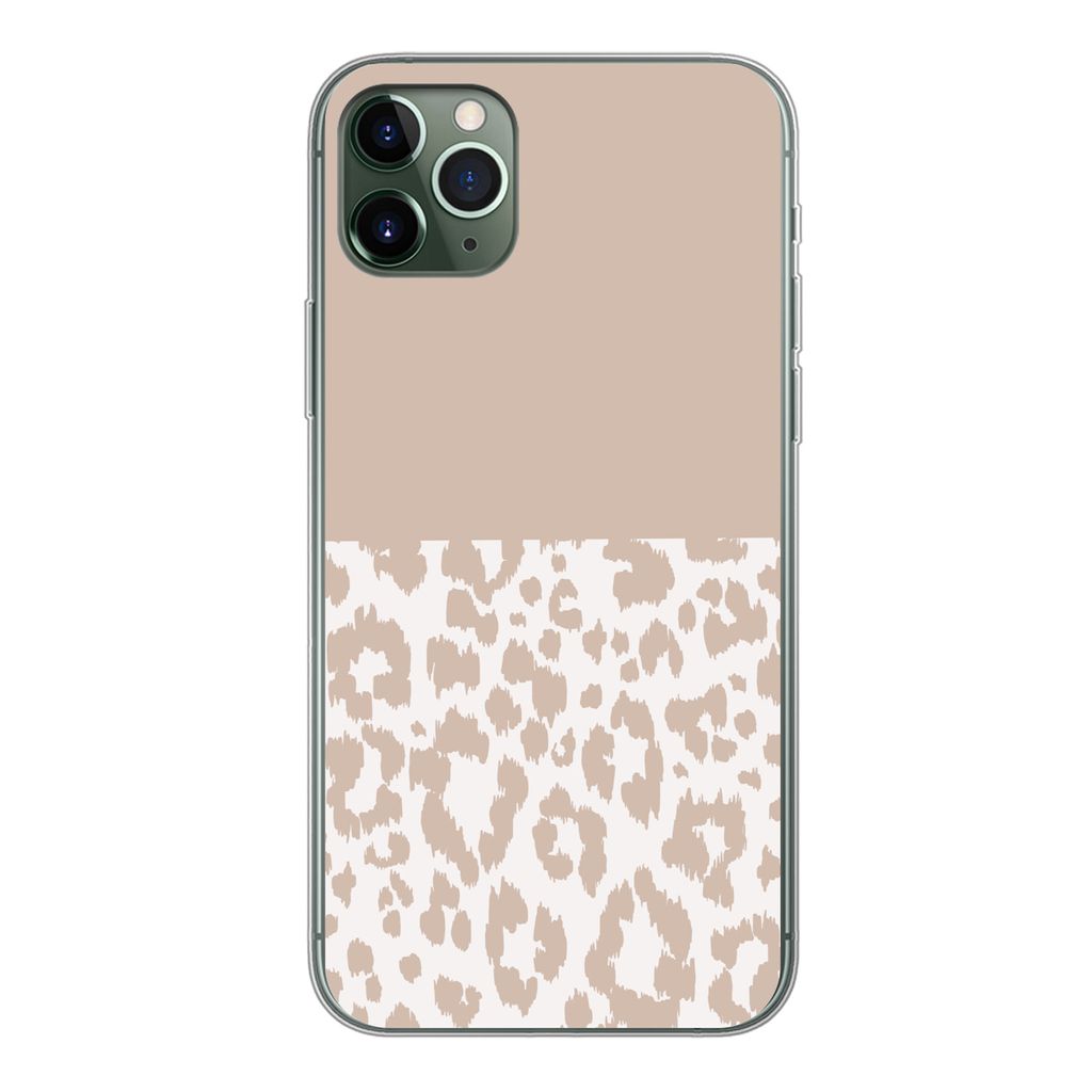 MuchoWow Handyhülle Schutzhülle Hülle für iPhone 11 Pro Max Panther Druck - Rosa - Tiere Silikon Softcase Handy Hülle - Schutz