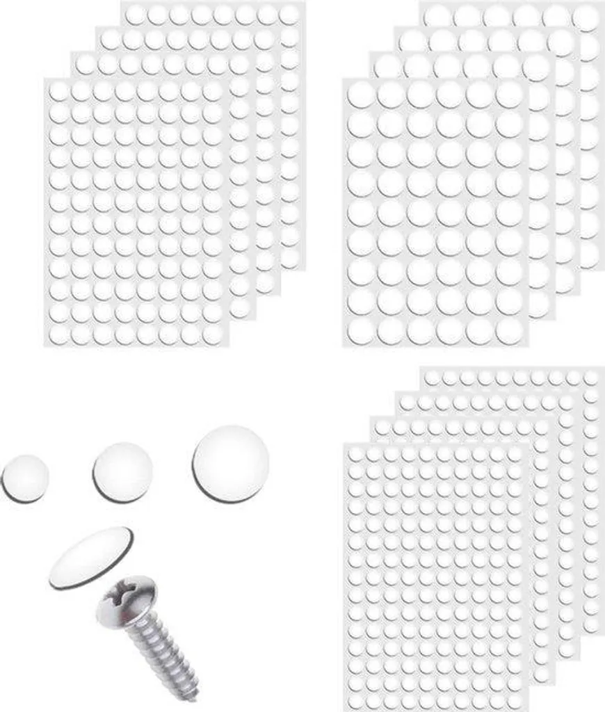 Pastilles autocollantes pour cacher les vis de meubles - Blanc mat
