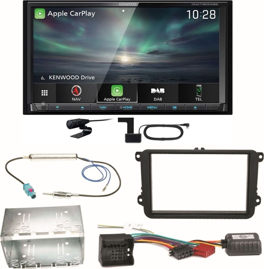 Kenwood DNX-7190DABS Android Auto Einbauset für EOS Polo Caddy Amarok Scirocco