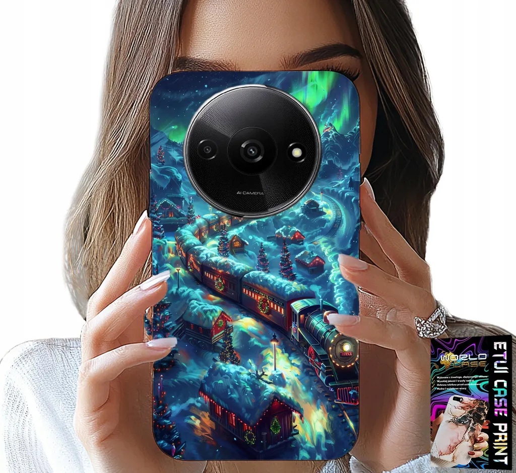 Custodia per Xiaomi Redmi A3 - Treno, motivi Christmas Express + vetro