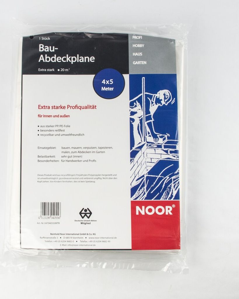 Bau Abdeckplane Schutzfolie Abdeckfolie 4x5m extra stark Profi 20qm transparent