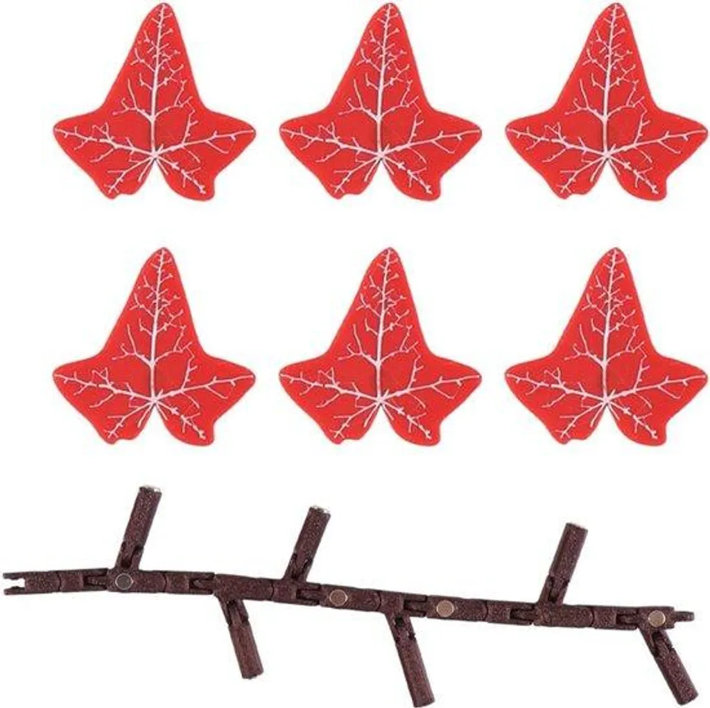 Aimants de réfrigérateur rouges 3D avec lierre artificiel - Lot de 6