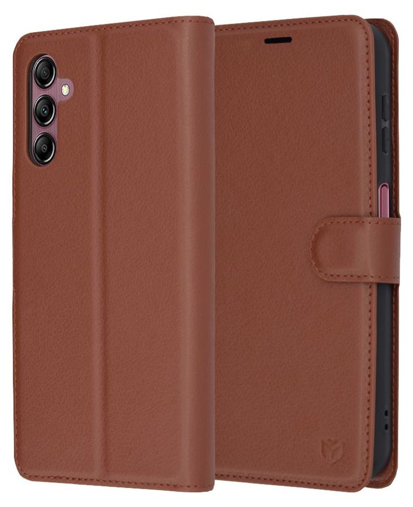 Techsuit Leder Folio Book Wallet Klapphülle für Samsung Galaxy A14 4G/5G - Braun