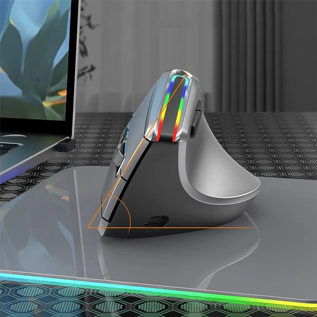 Souris Verticale Rechargeable RGB 3 Modes Bluetooth pour Bureau et Maison - 6