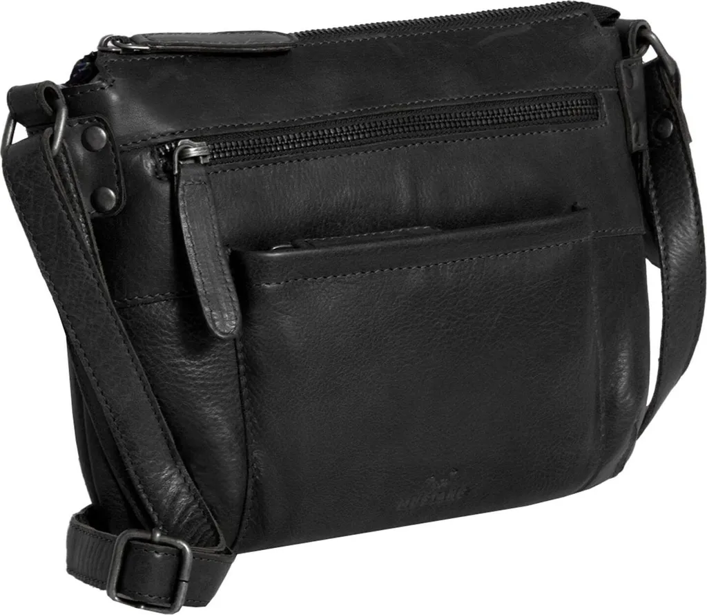 MUSTANG Borsa a Tracolla Perth in Vera Pelle Nera | Shoulderbag Topzip