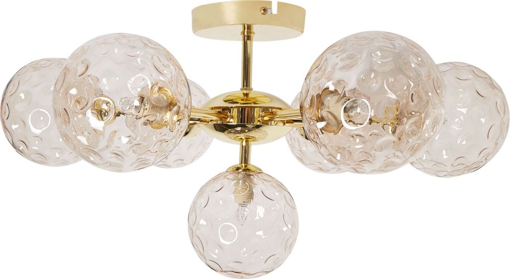 BELIANI Deckenleuchte Beige u. Gold aus Glas Rund 7 Kugel Produktbild 