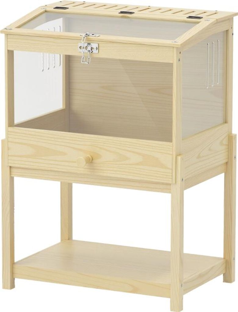 Fortuna Lai Hamsterkäfig 2 Etagen Nagerkäfig Kleintierkäfig mit klappbarem Deckel, groß 83,2 x 50 x 103 cm Naturholz