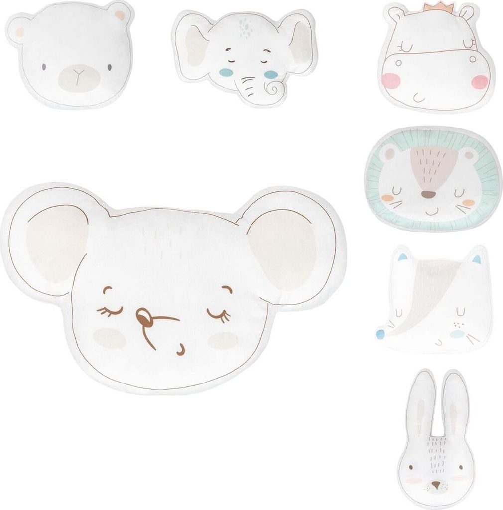 Kikkaboo Babykissen Plüschtier, Kuschelkissen, Figurenkissen, ab Geburt weiß beige