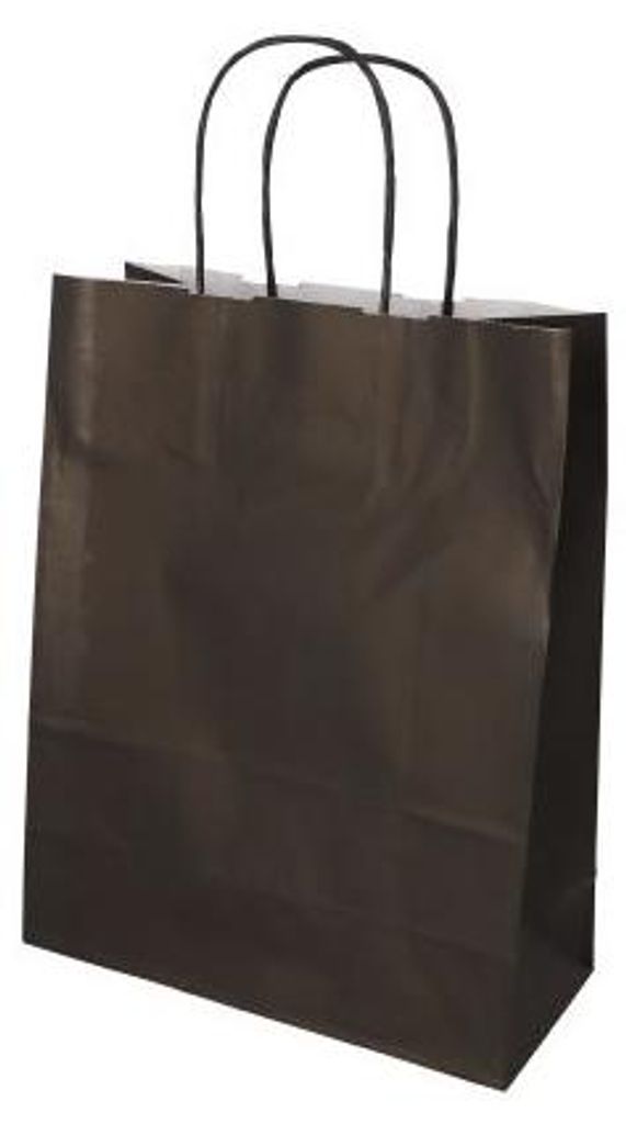 250 Papstar Tragetaschen, Papier 28 cm x 22 cm x 10 cm schwarz mit gedrehtem Tragegriff 37567