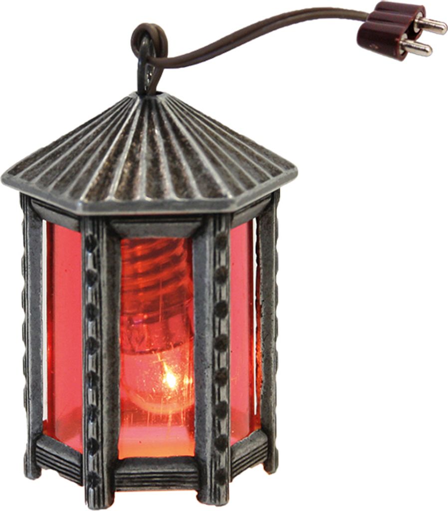 FADEDA Laterne Metall rot, 6-eckig / Höhe:3 cm / handbemalt / detailgetreue Krippen Figuren - Weihnachten Tisch Dekoration Krippe Zubehör