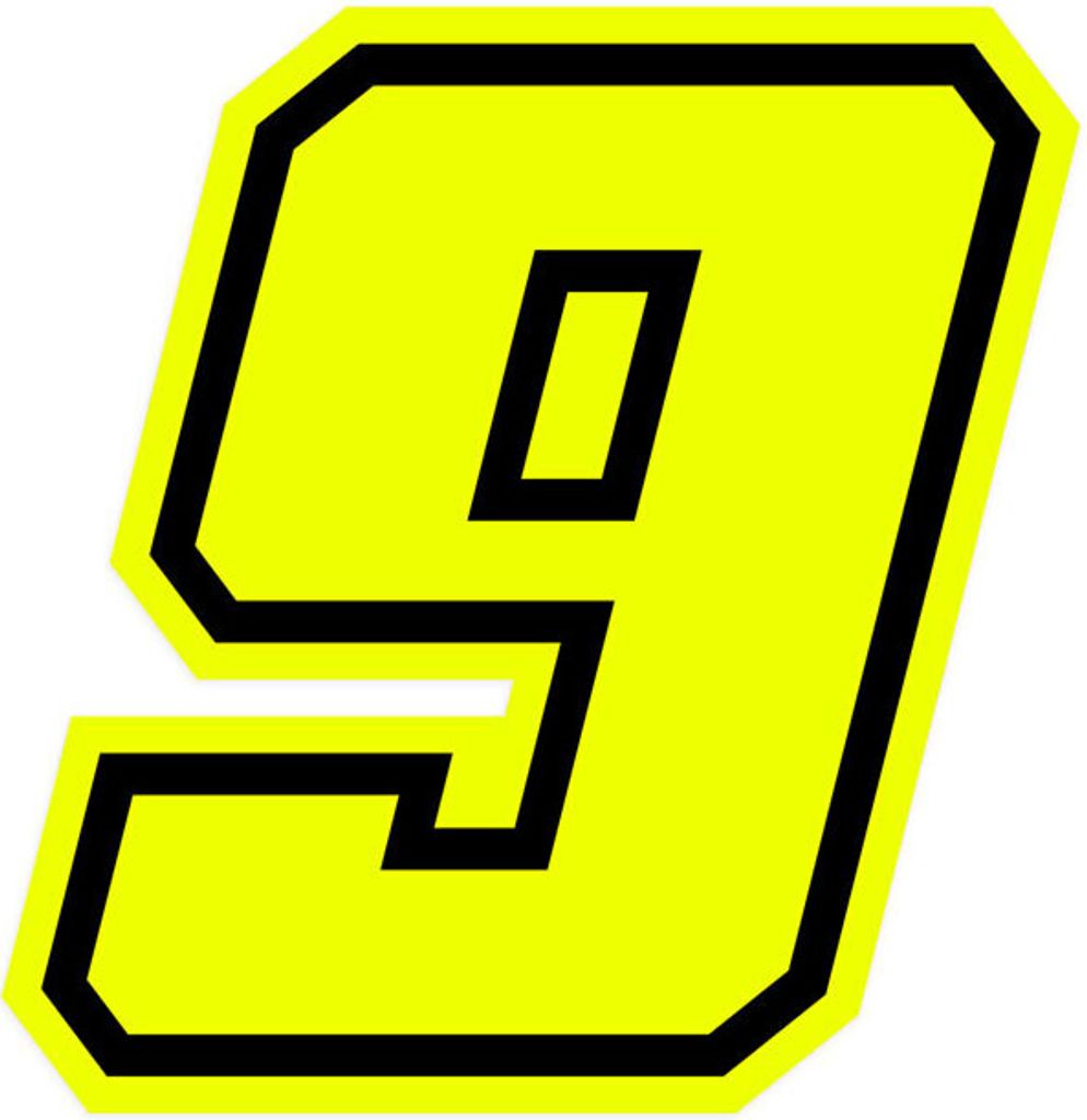 Sticker Rennnummer für Motorrad "9" Race Moto GP, Gelb Produktbild 